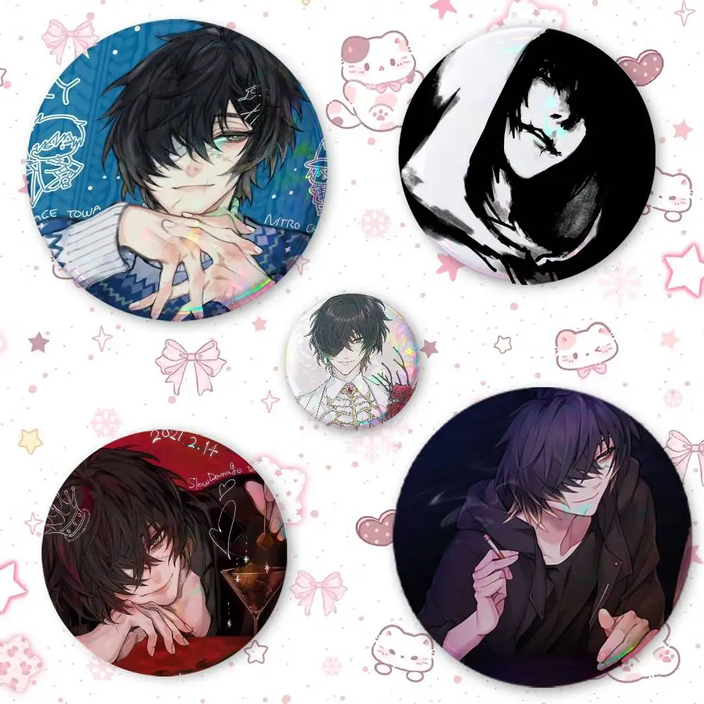 Towa- S-Slow D-Da-ma-g-e Creative Round Button Pins Badge Set Cartoon Anime Movie Music Pattern Brooches For Bags Jackets