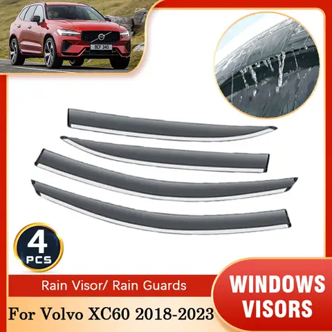볼보 XC60 MK2 2018 2019 2020 2021 2022 2023 디플렉터 가드 선레인 윈도우 바이저 벤트 커버 트림, 외부 액세서리, 4 개 Best5