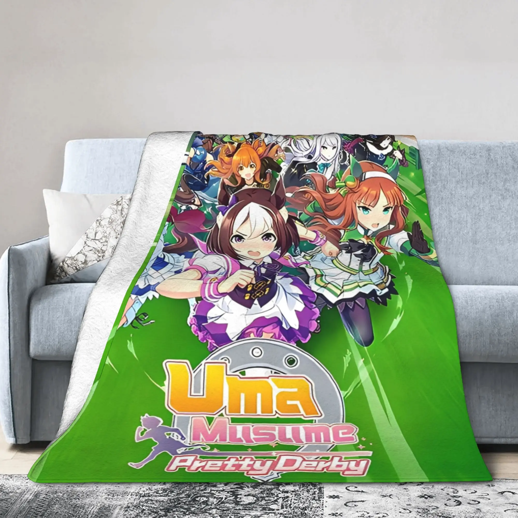 Umamusume Pretty Derby Blankets Anime Game Fuzzy Awesome Warm Throw Blankets for Chair Covering Sofa Spring/Autumn Travel