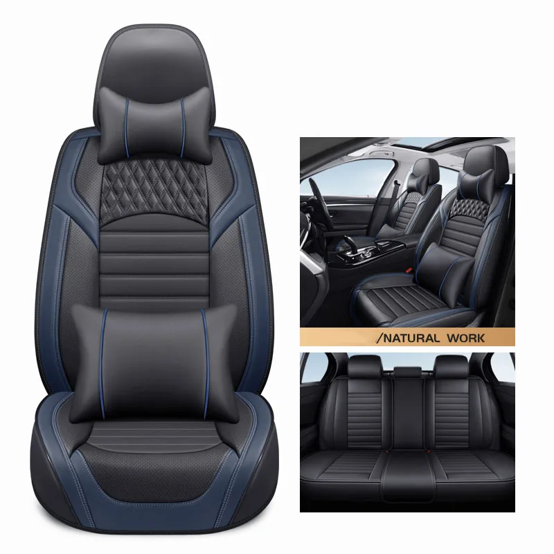 Universal Full Set Car Seat Cover For Audi A4 B8 A3 8P A7 4L Peugeot 207 208 2008 Polestar 2 Waterproof Leather Auto Assecories