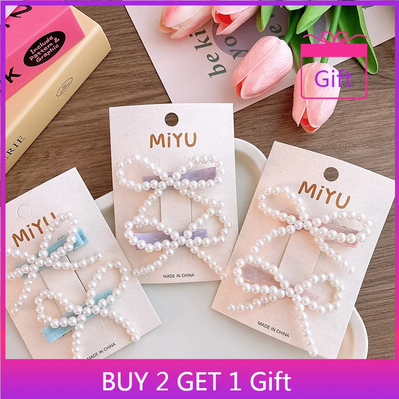 

Oversized Pearl Hair Clips Korean Style Bow Beaded Side Barrettes for Girls Fresh Aesthetic Non-Slip Grip Hair Vine Accessories