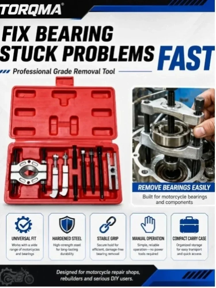 GIOIO Motorrad-Lagerabzieher-Werkzeugset 9-teilig Lagerabtrenner-Entfernungsset Manueller Abzieher mit Aufbewahrungskoffer Interner Lagerabzieher für Motorrad Roller ATV Garage Reparaturwerkstatt