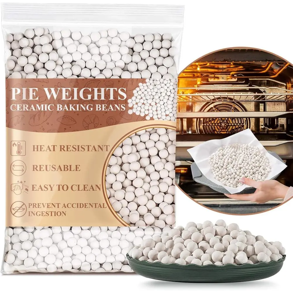 Reusable Pie Weights, Natural Stoneware Beans for Blind Baking, Essential Kitchen Tool for Steam Oven, Round Stone for Homemade
