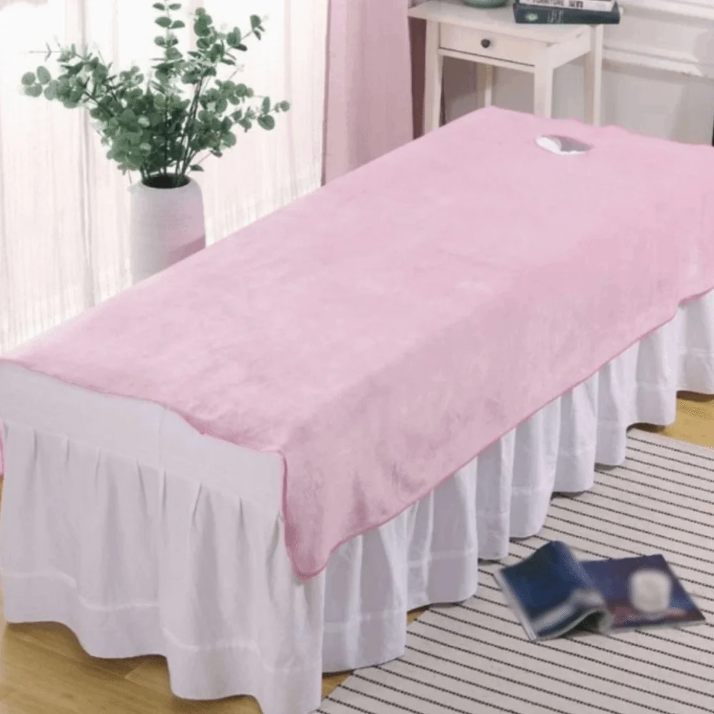 Comfortable SPA Bedspread with Face Hole Soft Massage Bed Sheets Thickened Velvet Cosmetic Bed Sheet Household Supplies