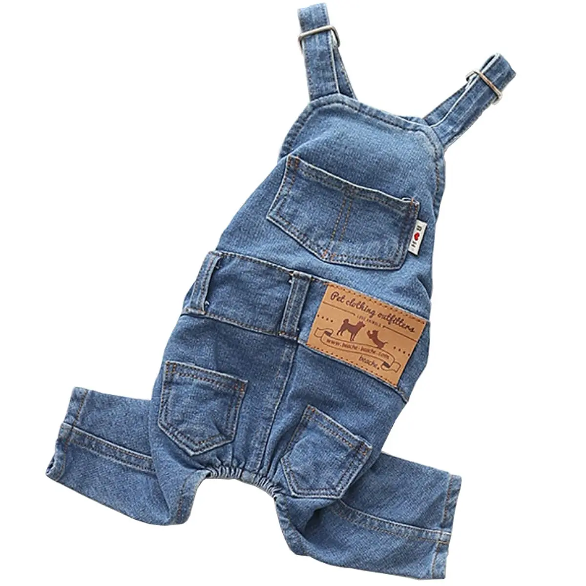 Pet Clothes Elastic Denim Overalls Washed Comfortable Cute Style Puppy XS, Customized