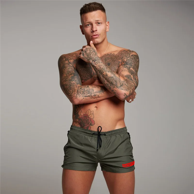 Brand Running Three-quarter Pants Breathable Quick Dry Sports Fitness Shorts Gym Workout Short Pants Swimwear Men's Sportswear