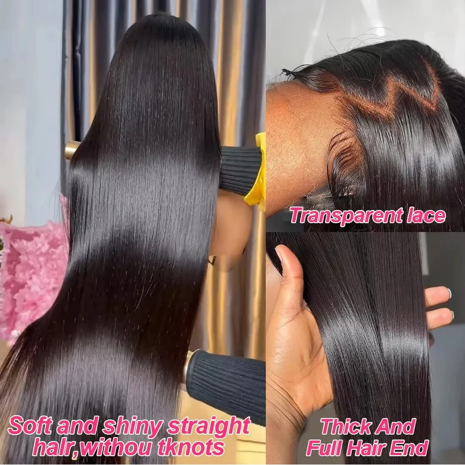 Straight Human Hair Wig 360 Full Lace Wigs Human Hair 13x6 HD Transparent Lace Frontal Wig 4x4 Closure Wig Pre Plucked