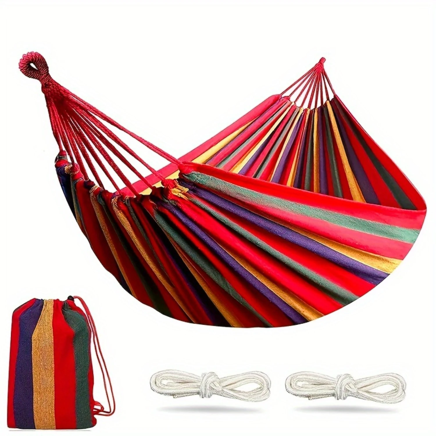 Heavy-Duty Canvas Hammock With Weather-Resistant Straps, 280Lbs Capacity - Ideal for Camping & Patio Relaxation