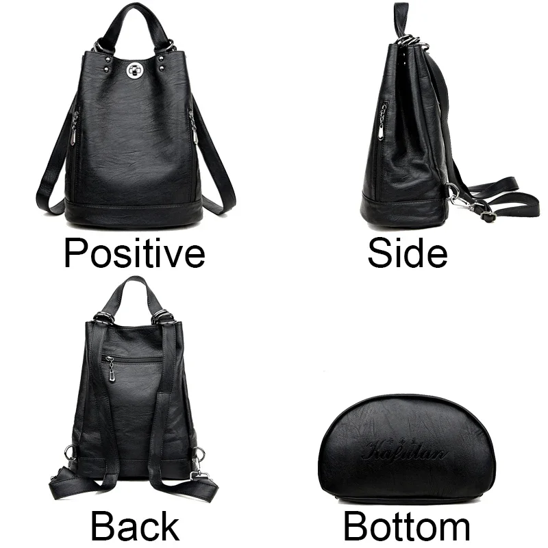 Mochila antirrobo de cuero suave para mujer, bolso de hombro de viaje informal, bolso escolar de gran capacidad, moda de alta calidad