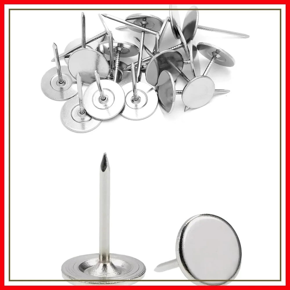 

Silver Heavy Duty Thumb Tacks, Extra Long Push Pins for Upholstery, Carpets, Wood Surfaces, 100Pcs