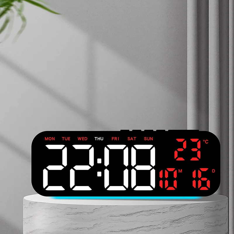 Modern Multifunction LED Electronic Alarm Clock with Simple Design Multiple Alarms and Ambient Light for Bedroom