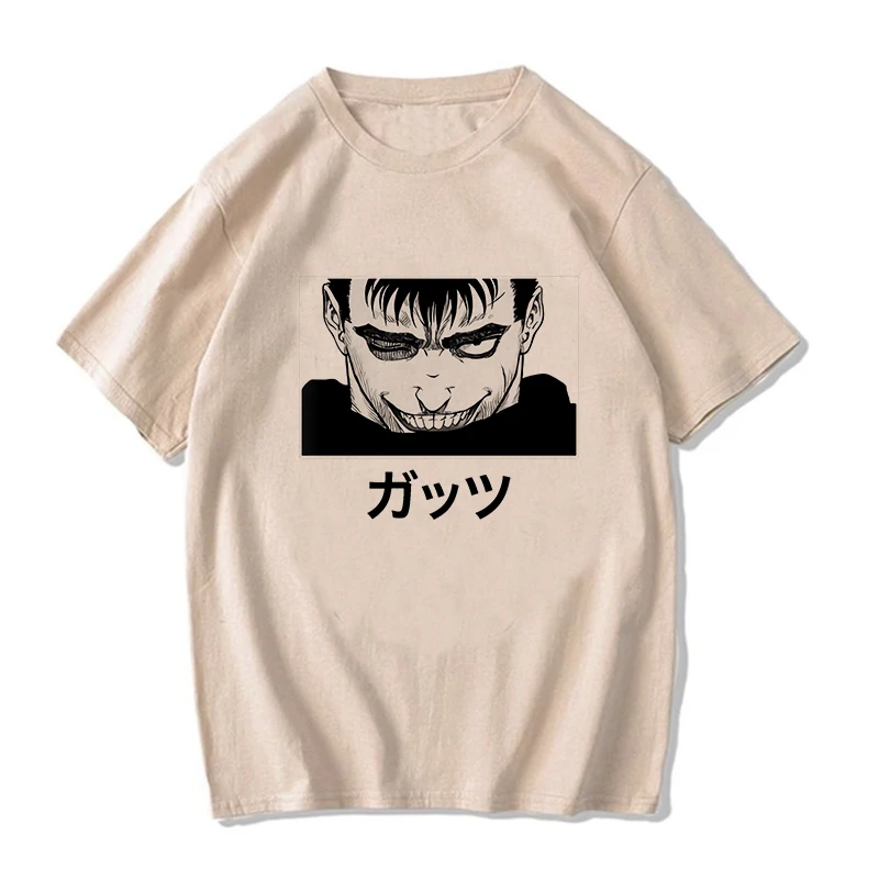 Streetwear Japanese Anime Harajuku Berserk Guts Eyes Print Funny T Shirt Cool Graphic Sumer T-shirt Manga Tshirt Hip Hop Tees