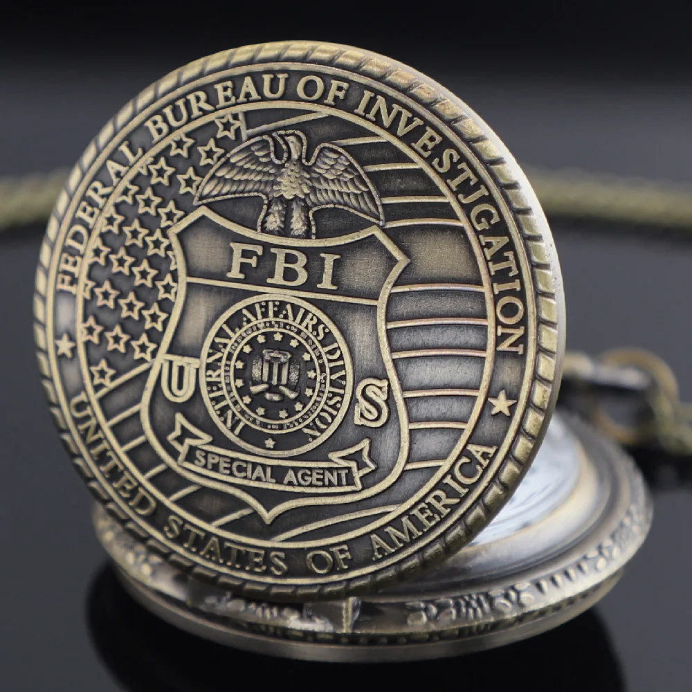 ريترو إيجل F.B.I تصميم كوارتز ساعة الجيب خمر ساعات الجيب ساعة للرجال النساء مع فوب سلسلة مجوهرات اكسسوارات هدايا