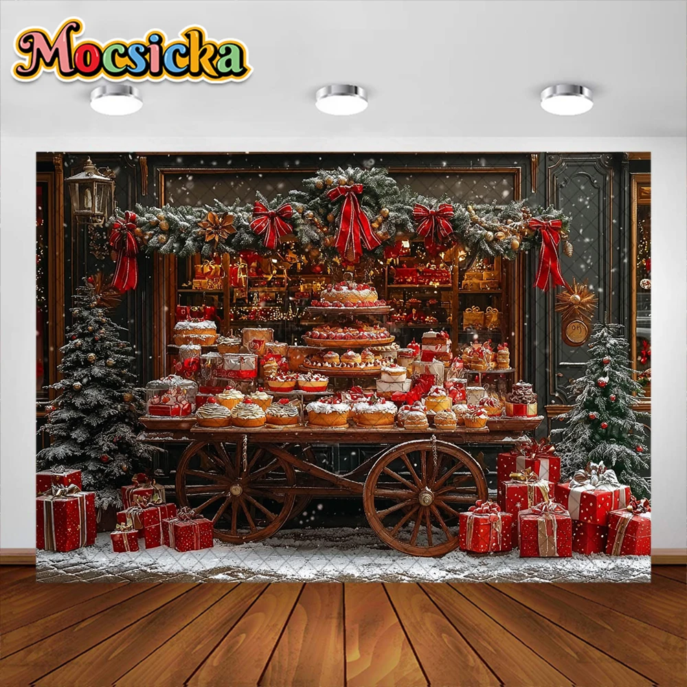 겨울 크리스마스 사진 배경 크리스마스 상점 선물 장식, 어린이 휴일 초상화 사진 배경, 스튜디오 소품 배너