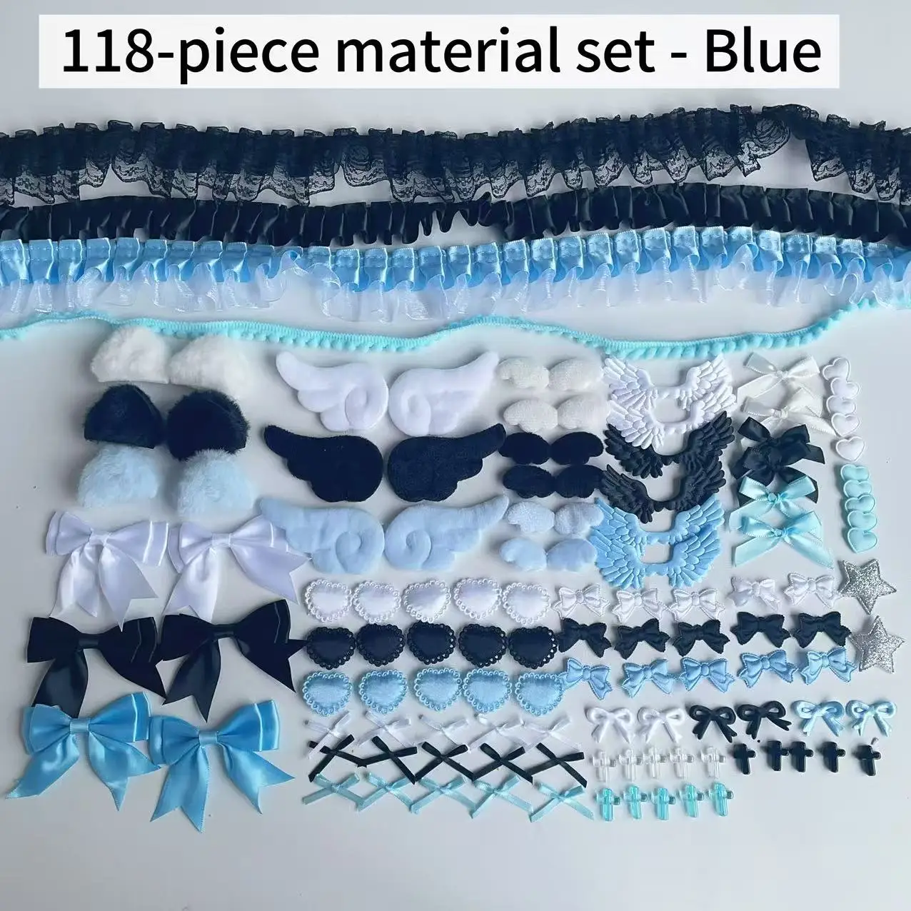 118 Black Color Series Accessories Set Pink Lace Material Set Handmade DIY Accessories Pain Pack Material Pack