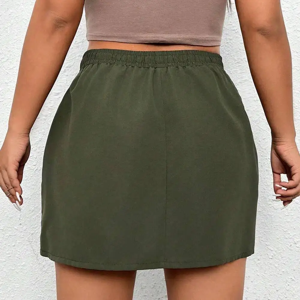 

Size Women's Clothing Large 2025 Autumn and Winter New Item Ins Street Fashion Elastic Waist A-line Skirt Workwear Half Skirt