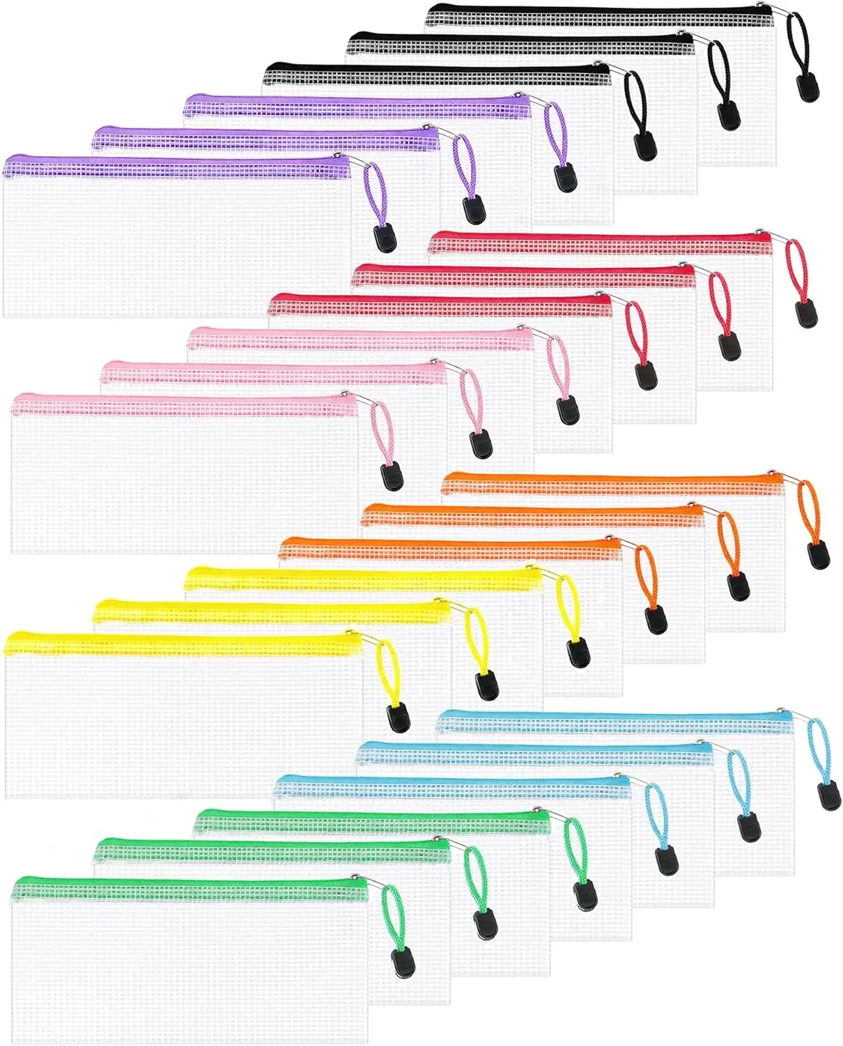 

24 Pcs Mesh Zipper Pouches, Clear A6 Storage Bags for Travel, Office, Home Organization