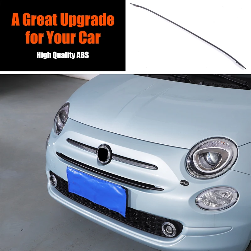 

ABS углеродное волокно для Fiat 500 2016 + автомобильная передняя центральная решетка, декоративная наклейка на полюс, аксессуары для защиты экстерьера автомобиля