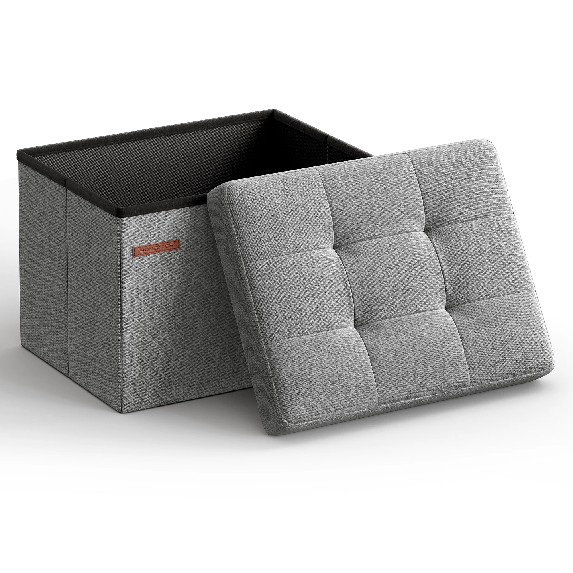 

SONGMICS Small Folding Storage Ottoman, Foot Rest Stool, 12.2 x 16.1 x 12.2 Inches, 286 lb Load Capacity, for Living Room