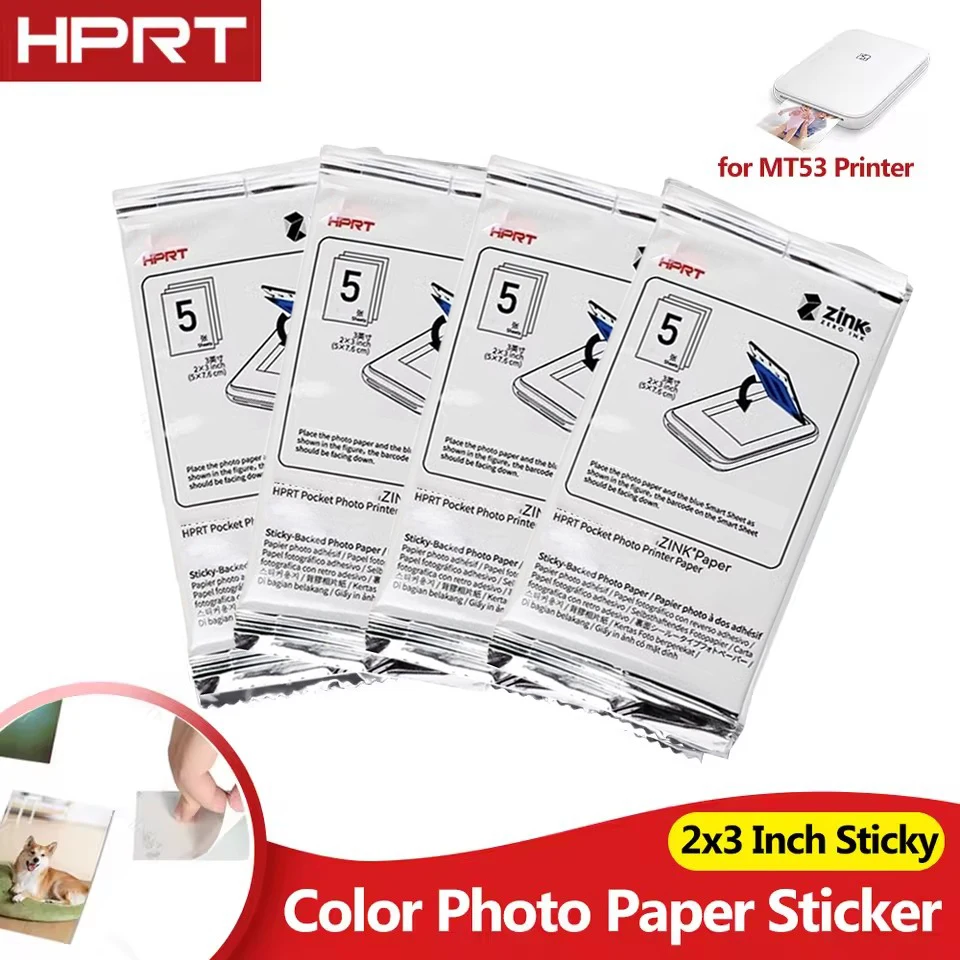 20/40/60Sheets Original HPRT Zink Photo Paper With Adhesive Backing 2x3 Inch Color Self-adhesive For HPRT Z1/MT53 Printer