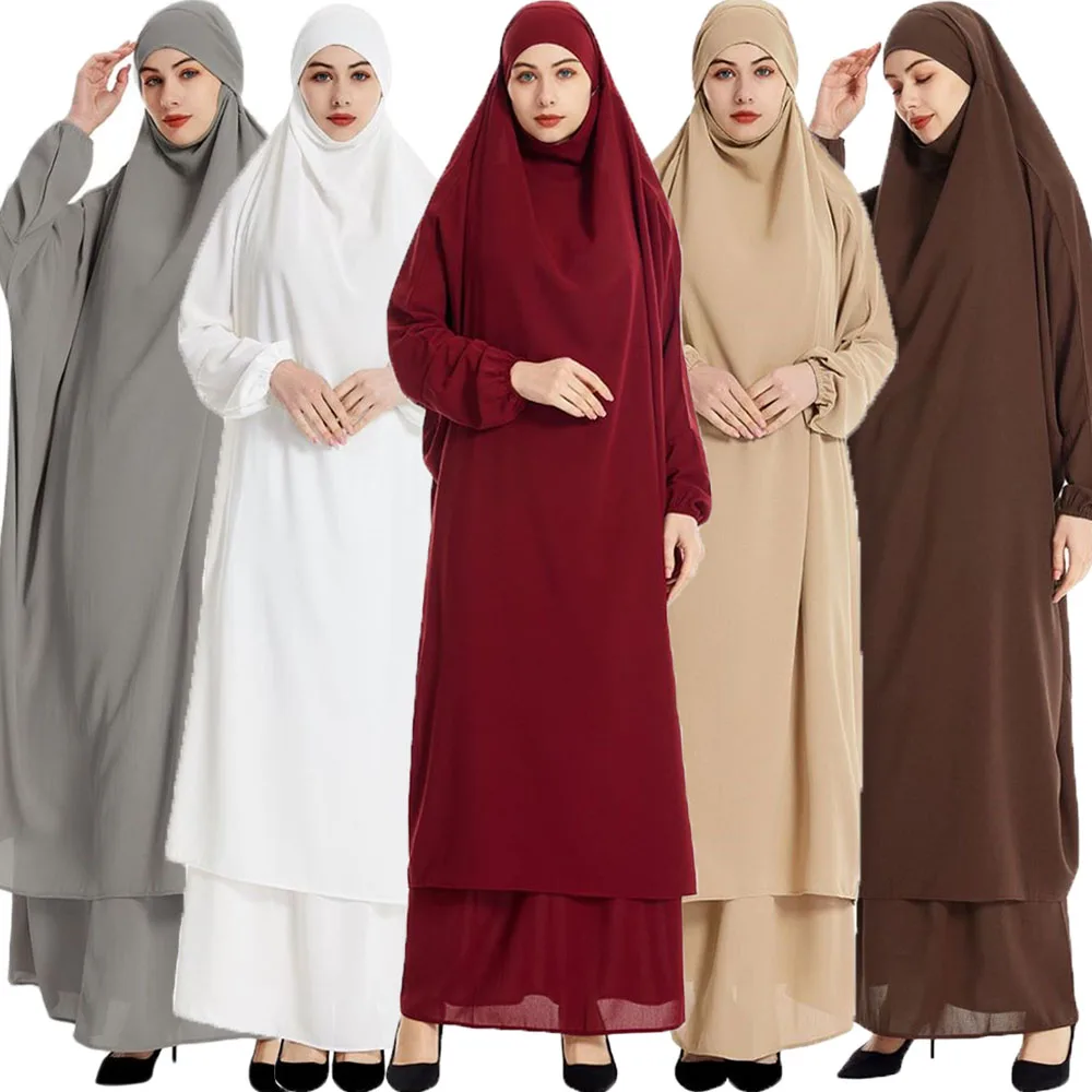 

Muslim Sets Robe Abaya Dubai Clothes for Islam Women Large Hem Dresses Casual Solid Color Robe Traditional Festival Clothes