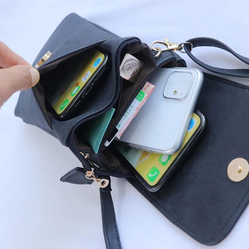 Fashion Women Crossbody Bag PU Leather Mobile Phone Purse Bags Solid Flap Messenger Bag Small Female Shoulder Handbag for Women