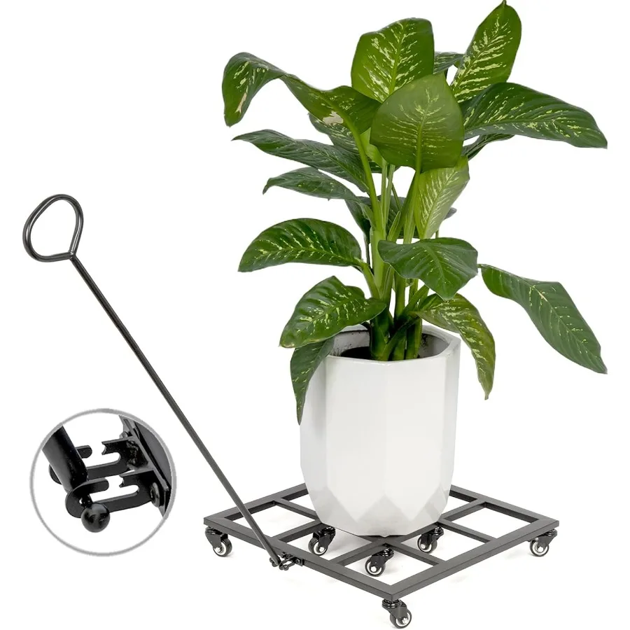 20 inch zware plantenwagen met wielen - binnen en buiten metalen plantenstandaard met 8 rollende zwenkwielen afsluitbare wielen 500 lbs capa