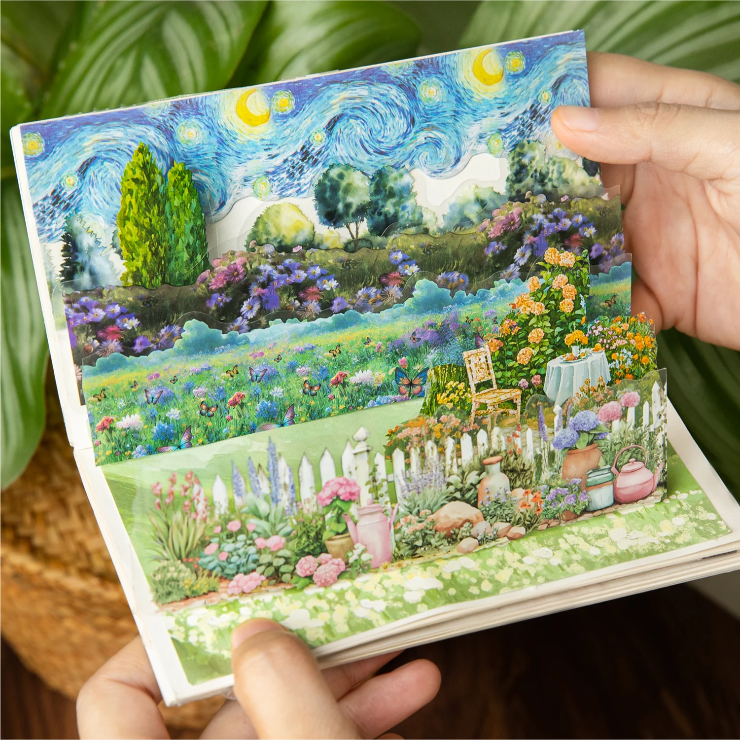 10 Blatt/Beutel, natürliches Landschaftsthema, Dual-Material-Aufkleber für DIY Scrapbooking, Tagebuch, Handyhülle, Laptop-Dekoration