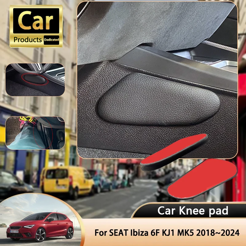 Dla SEAT Ibiza 6F KJ1 MK5 5th 2018~2024 2019 Samochodowa podkładka pod kolano PU Lether Center Control Rest Cushions Thigh Support Cushion Auto