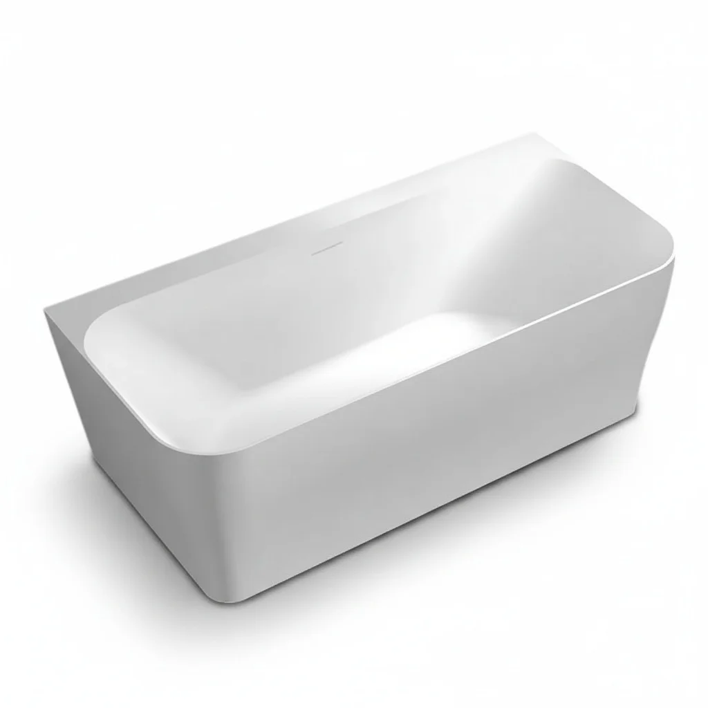 Modern Freestanding Bathtub, White Acrylic Soaking Tub, 1500mm-1700mm/59inch-67inch Rectangle Bathtub, Adult Spa Furniture