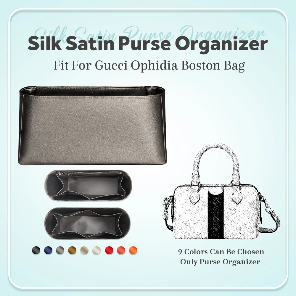 

Silk Satin Purse Organizer Insert, Inside Bag Organizer Insert Fit for Gucci Ophidia Boston Bag Inner Liner Storage Bag Insert