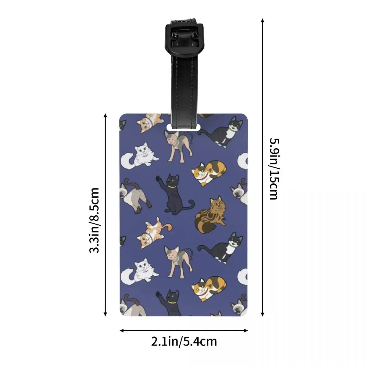 Custom Cute Cat Pattern Luggage Tag With Name Card Sphynx Siamese Kitten Privacy Cover ID Label for Travel Bag Suitcase