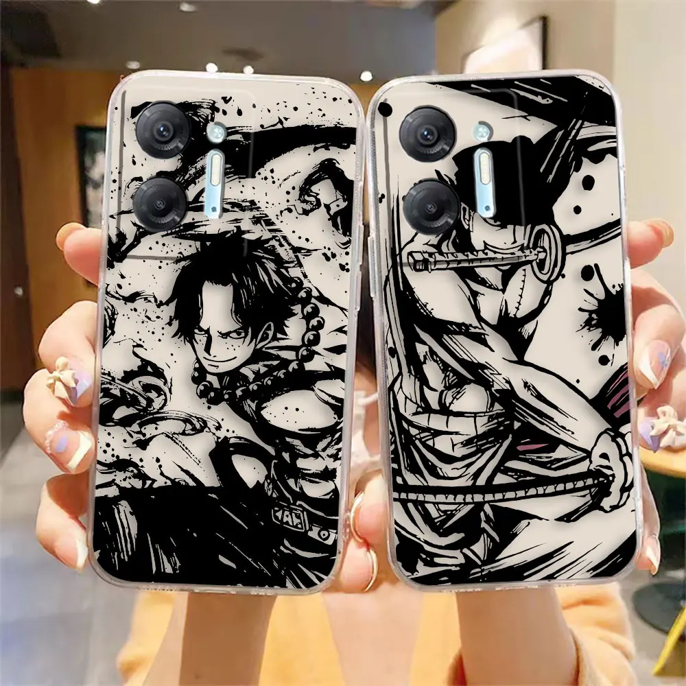 Clear Phone Case For Infinix HOT 9 10 11 12 12i 20 20s 30 30i POVA 3 4 PRO PLAY Case Funda Coque Shell Anime Black O-one P-Piece