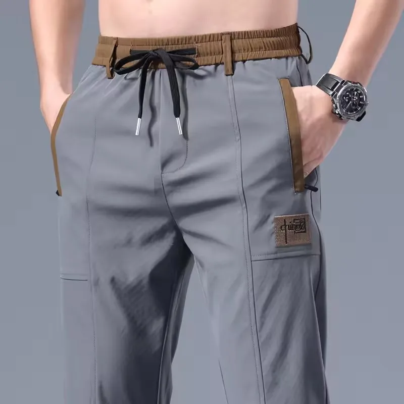 

Men's Pants Summer New Black Gray Thin Business Casual Golf Pants Outdoor Elastic Breathable Straight Leg Sweatpants