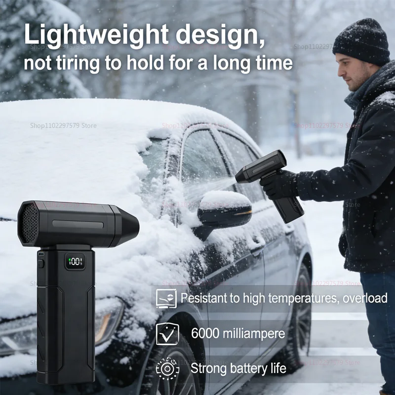 

Электрический воздуходув-вентилятор, обновленная беспроводная модель, 100000 об/мин, сверхмощный ручной турбовентилятор с подсветкой, 5 скоростей, перезаряжаемый.