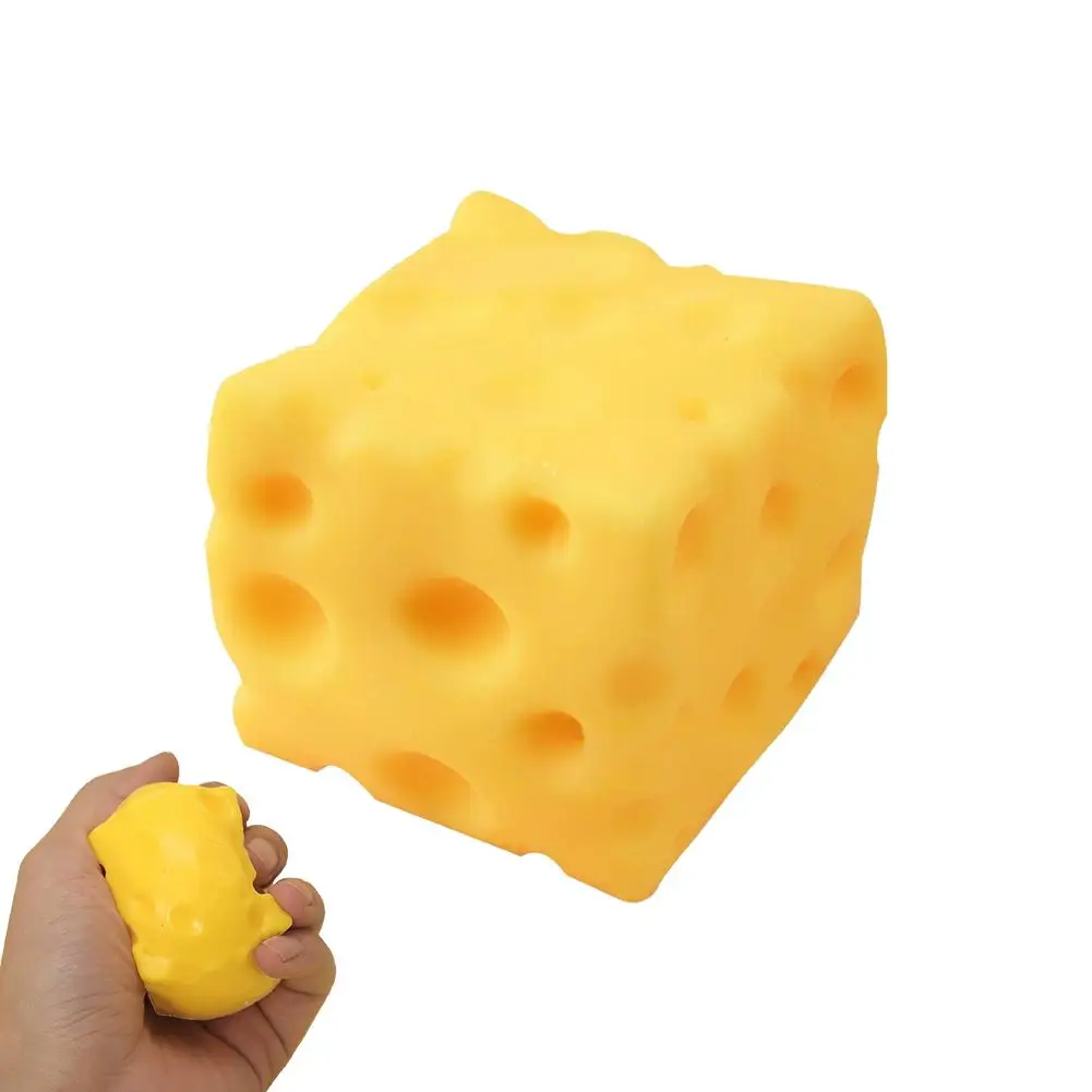 Simulatiekaas Slow Rebound Knijpfiguur Reuze Kaas Knijpspeelgoed ASMR Sensorisch Anti-Stress Kaasblokje Bal
