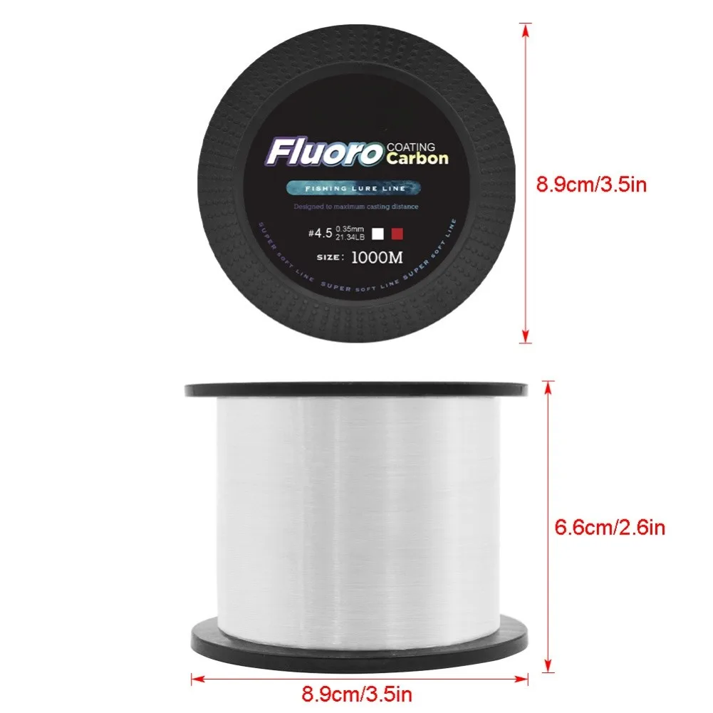 White 1000m Fishing Line Multi Size Options Nearly Invisible Underwater Reduced Water Resistance Environment Use Accessories