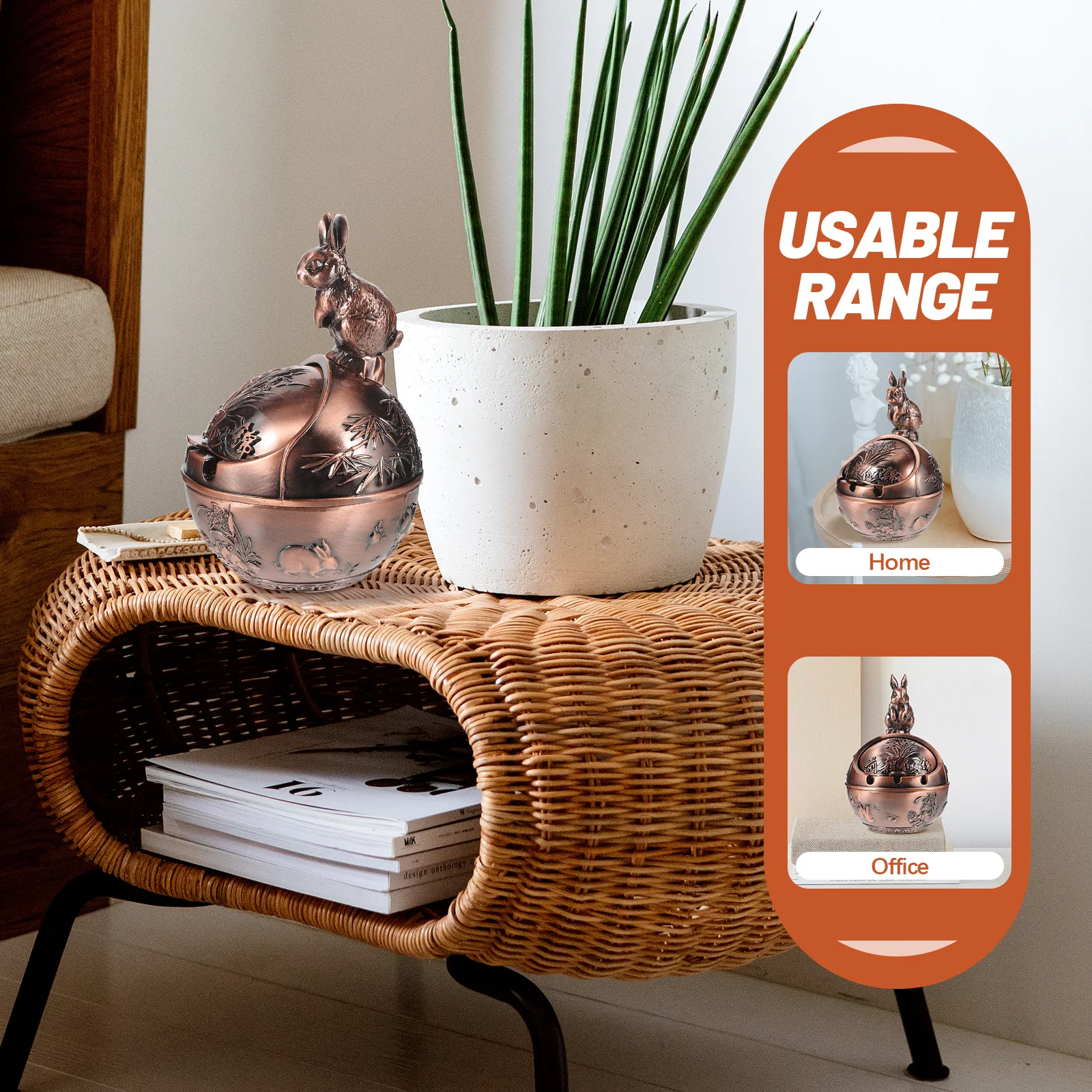 

Rabbit Ashtray Zinc Alloy Lidded Outdoor Ashtrays For Patio Windproof Desktop Ash Holder For Home Office Outdoor Patio Use