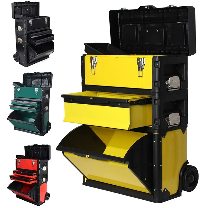 Professional Metal Removível Tool Box, Três camadas Alloy Tool Box, Oficina de armazenamento, Hardware eletricista produto