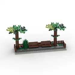 MOC Model Urban Road Scenery Street View Park One Scene Tree Bench Building Bricks DIY City Construction Toys for Children