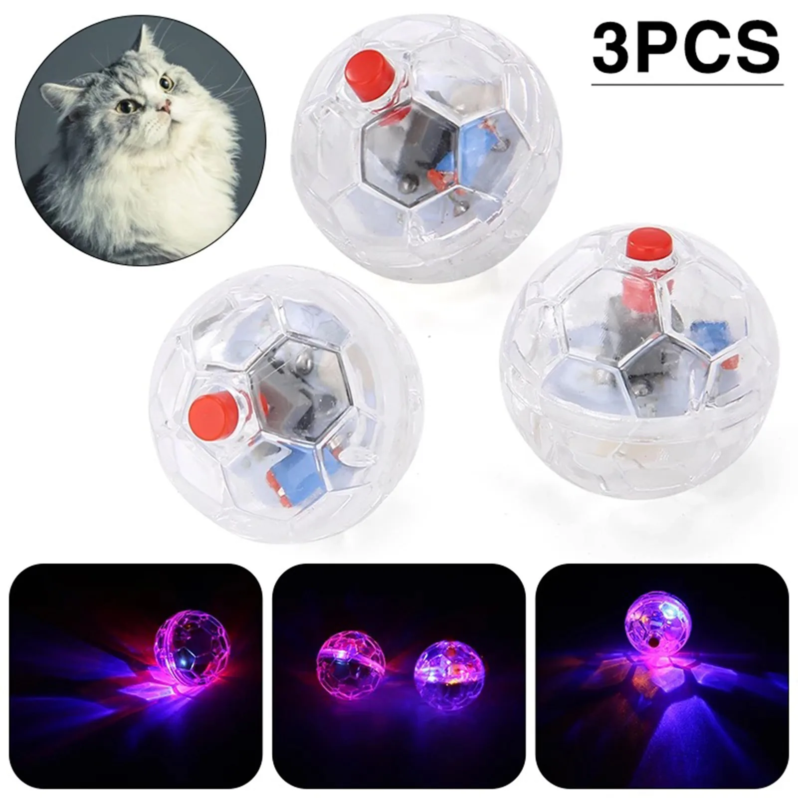 1pcs Interactive Cat Ball Toy Flash Paranormal Equipment Ghost Toys Up Motion Balls Toy Light Pet Pet Flash Hunting Motion