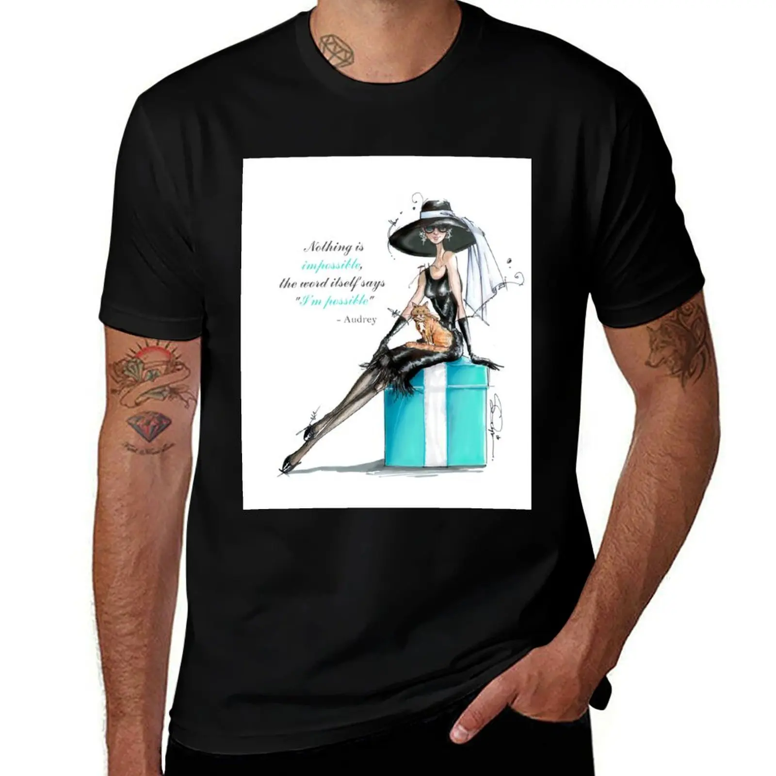Audrey fashion illustration - Nothing is impossible! T-Shirt Plus Size Non-Shrink T-Shirt