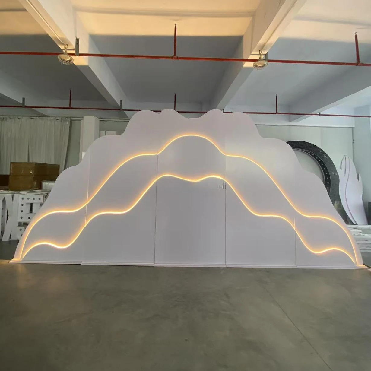 Luxury wedding background luminous white PVC acrylic rectangular arched background stage decoration background wall