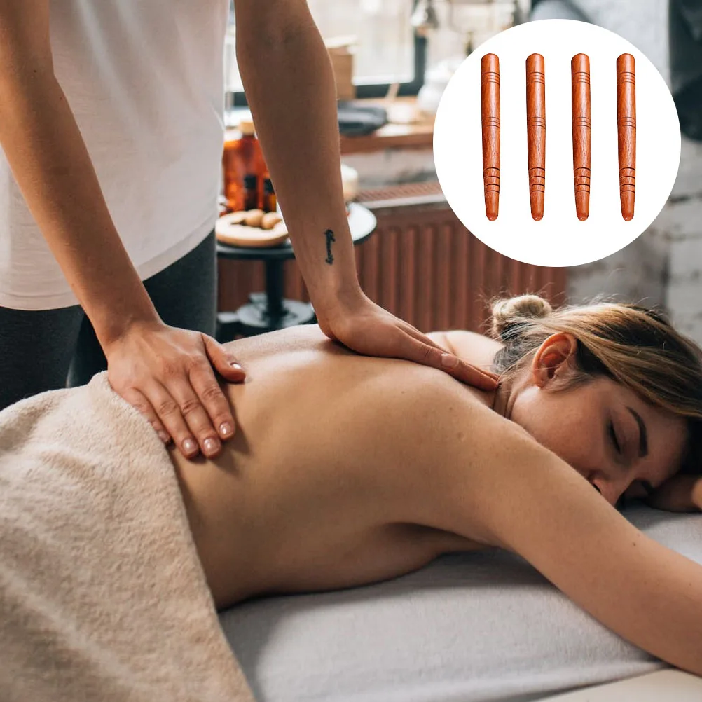 

4Pcs Acupressure Pen Premium Wood Massage Stick for Body Relaxation and Pain Relief Smooth Rounded Edges Portable Self-Massage