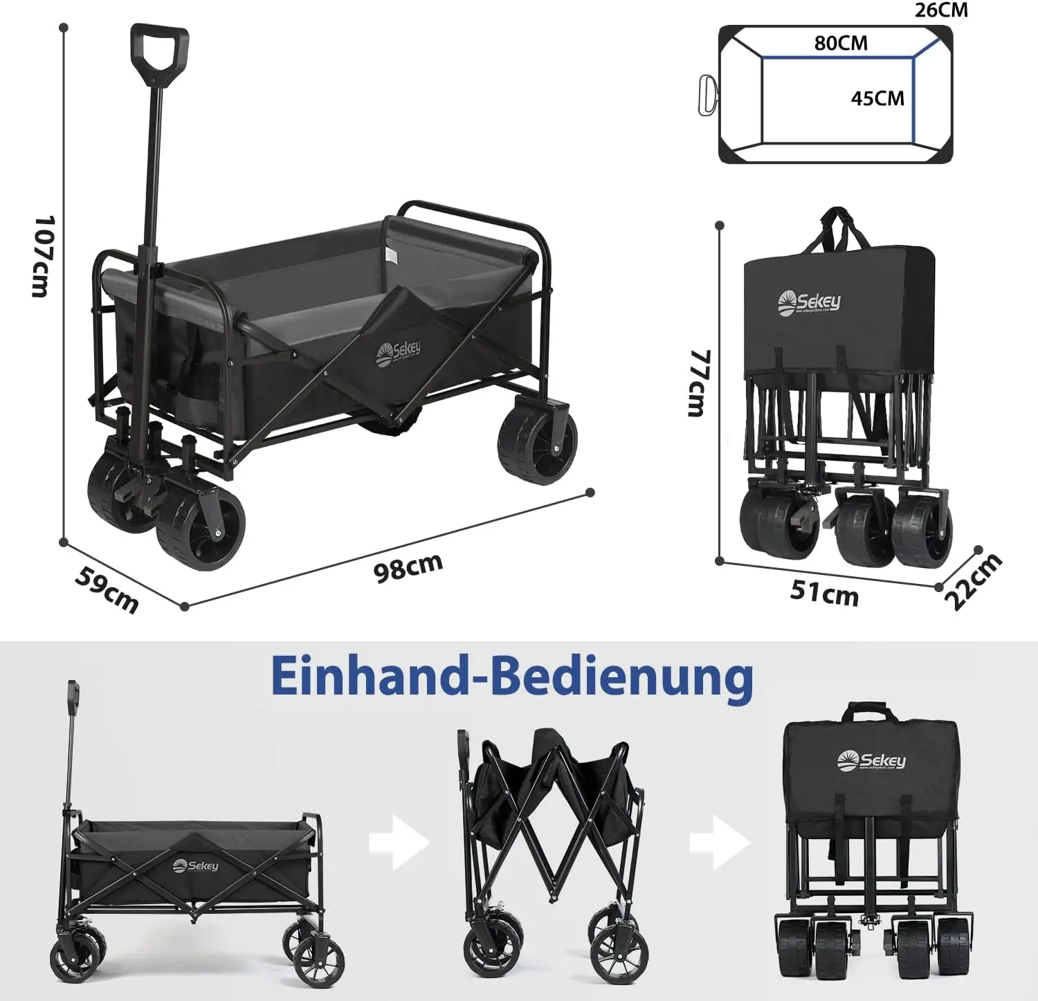 عربة يدوية قابلة للطي 200 كجم، عربة يد قابلة للطي بإطارات واسعة، عربة نقل عربة يدوية قابلة للطي لجميع التضاريس مع فرامل قضيب تلسكوبي