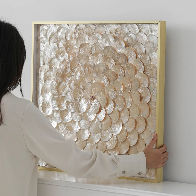 Nordic Wall Accents Shell Modern Wall Art Handmade Luxury Elegant Ornaments Living Room Decor Decoration Coffee Bar Accessories