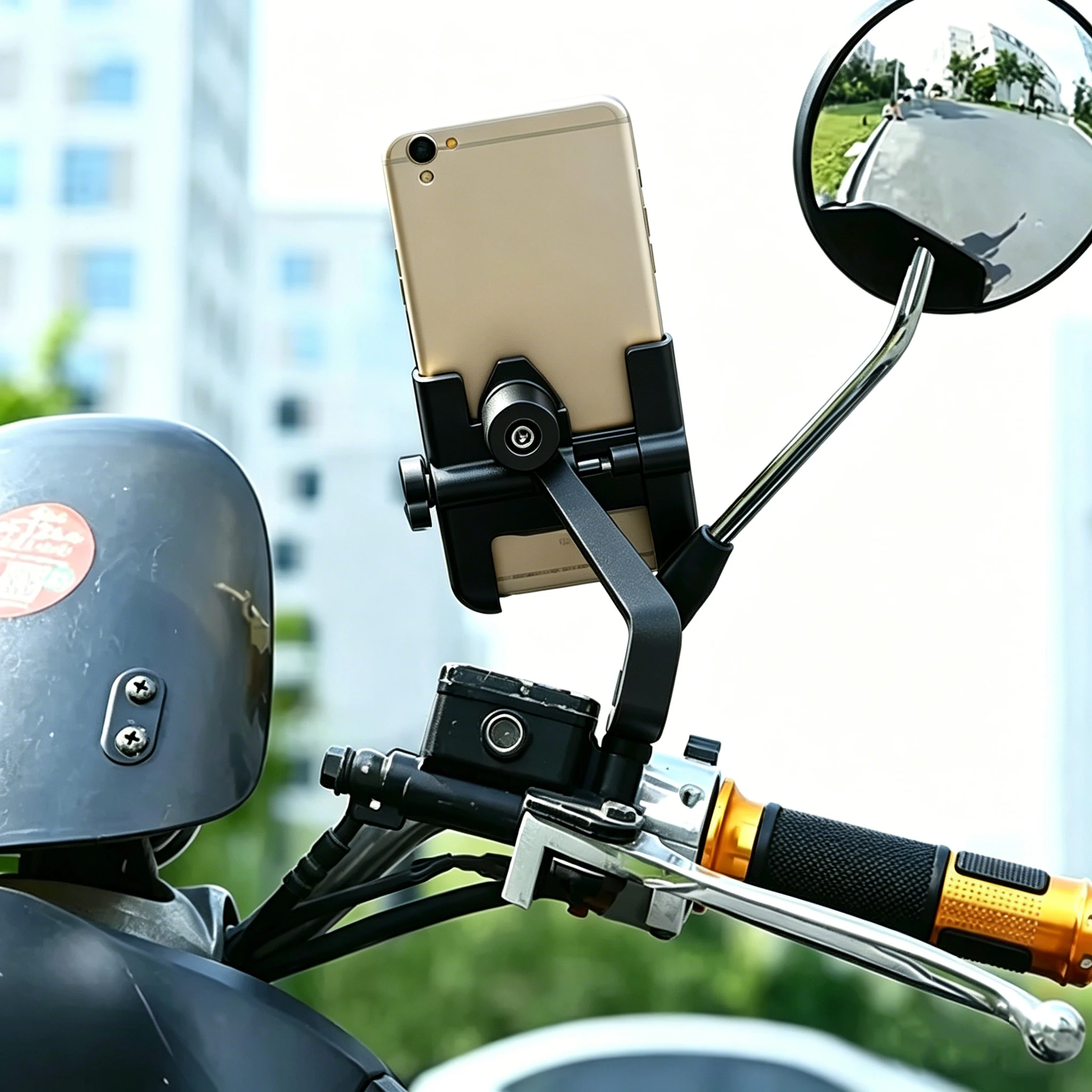 

Sturdy Aluminum Alloy Rearview Mirror Motorcycle Phone Holder Moto Motorbike Bracket Stand Support for iPhone 11 12 pro GPS