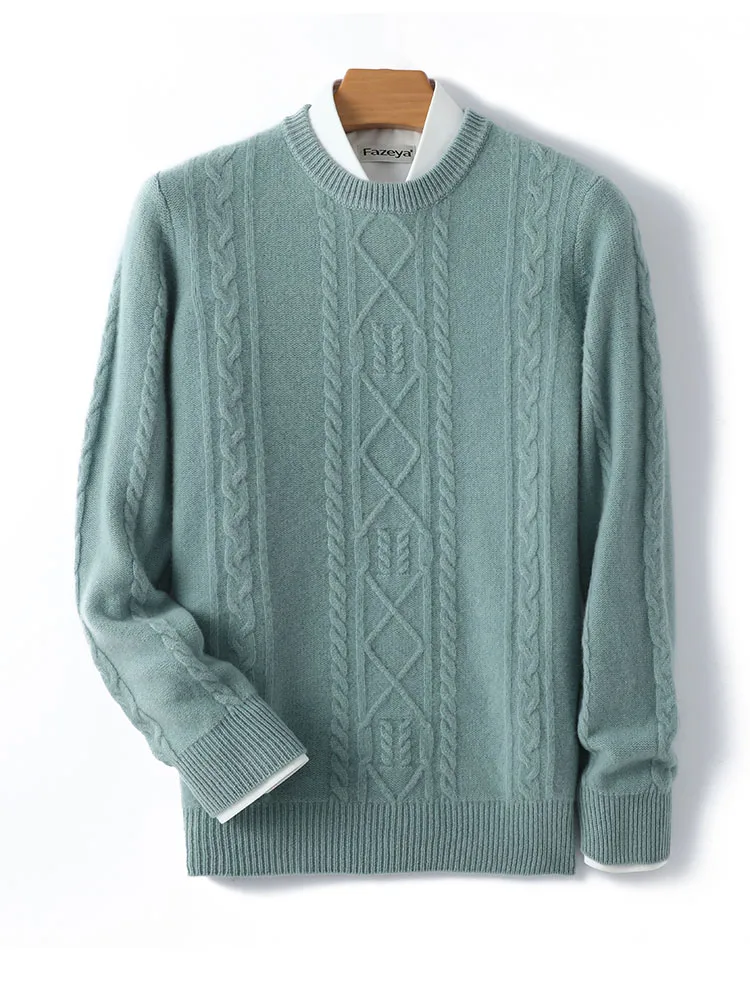

Autumn Winter New Sle Loose Fit round Ne Thiened Knitted Pure Wool Sweater Casual Busin Versatile Base Layer for Men