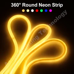 220V 100m 50m 360 Round Neon Led Strip Light 120 LEDs/m 2835 SMD Flexible Neon Rope Lights Outdoor Waterproof for Outdoor Decor