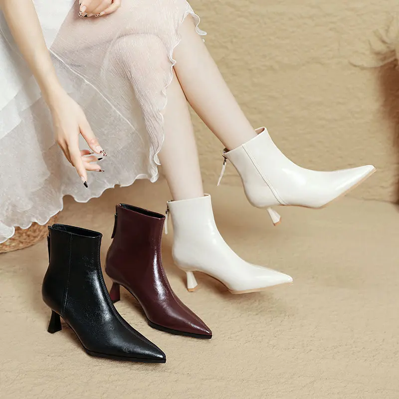 

Women Shoes 2026 Fashion Comfortable Pointed Short Boots High Quality Women's Boots Luxury Shoes for Women Zip Shoes Botas Mujer